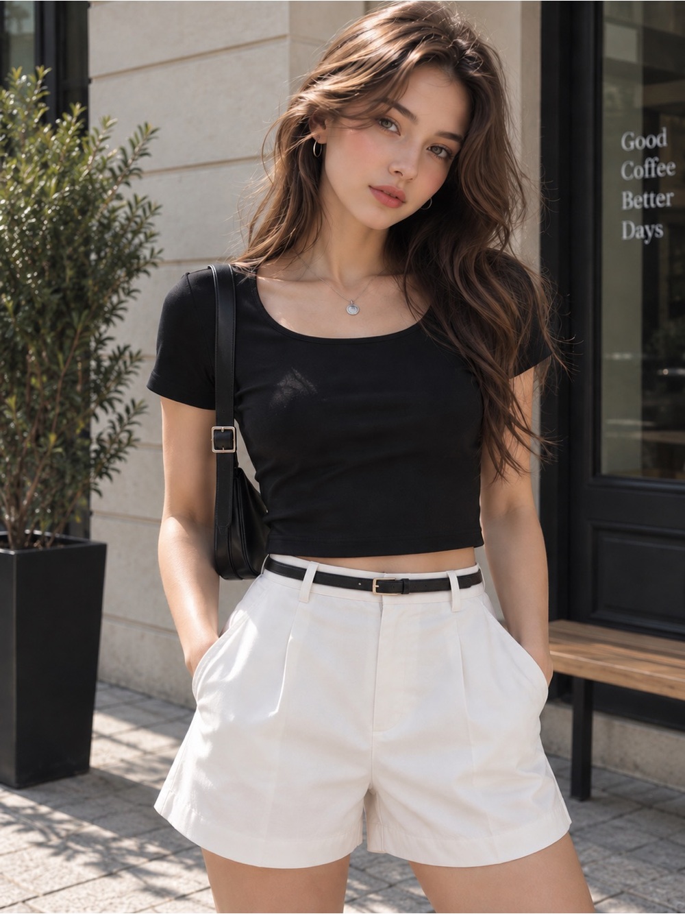 Express Black Short Sleeve Cropped Top with Back Zip